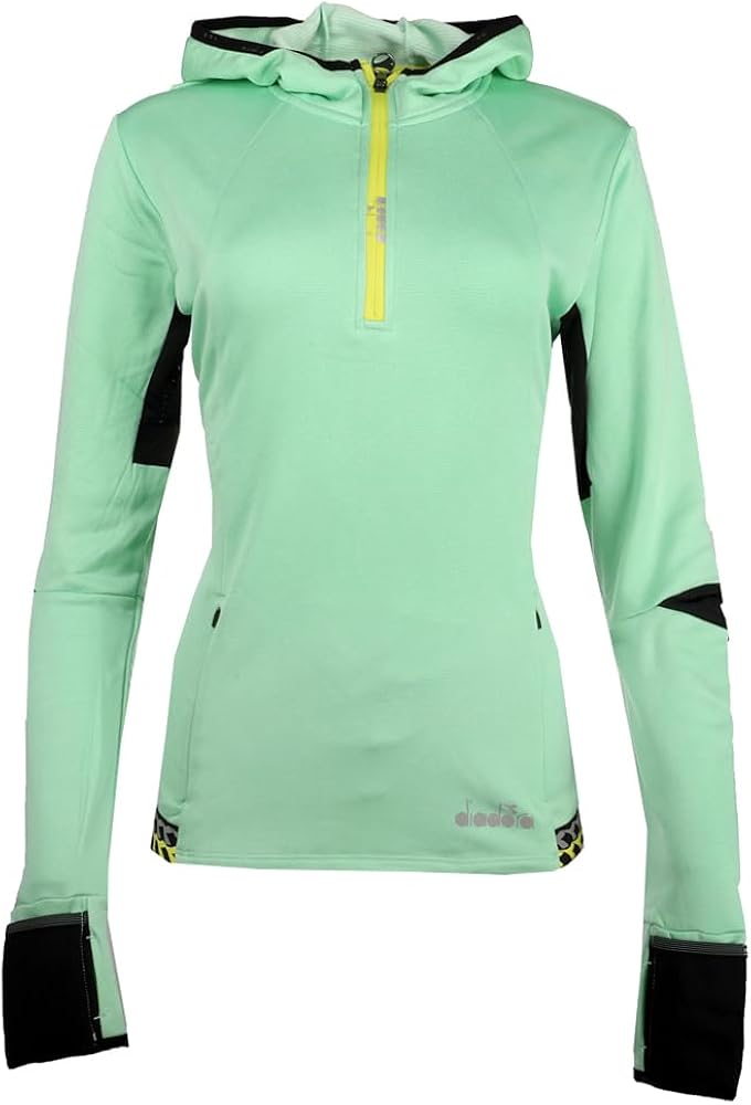 Diadora Womens Warm Up Winter Quarter Zip Hoodie Running Casual